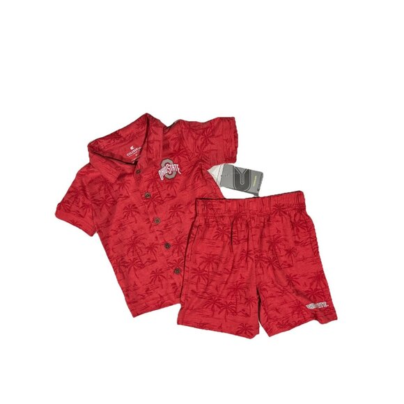 NEW Ohio State Buckeyes Colosseum Red Palms Shirt Shorts Set Toddler Boys 3T - Picture 1 of 10